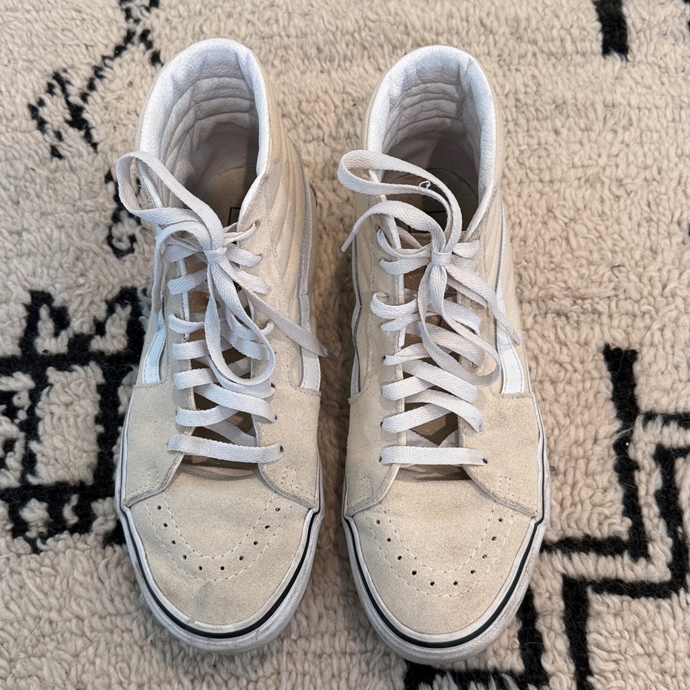 Vans Cream and White High-Top Sneakers
